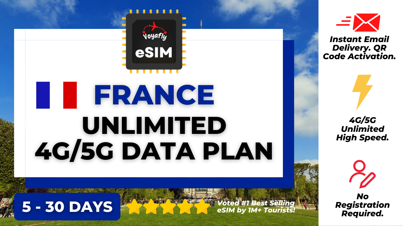 อีซิมฝรั่งเศส - ข้อมูล 4G/5G แบบไม่จำกัด