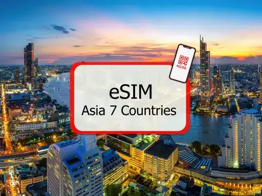 eSIM เอเชีย 7 ประเทศ 4G/5G เน็ตไม่อั้นรายวัน โดย Redtea Mobile