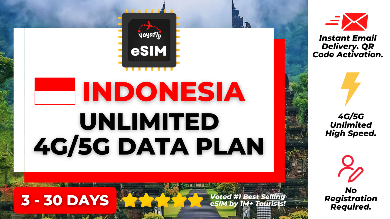 อินโดนีเซีย - ซิมการ์ด eSIM 4G/5G ข้อมูลไม่จำกัด
