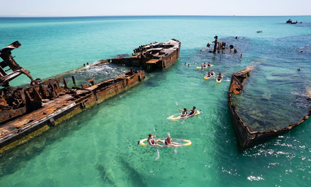 ทัวร์เกาะโมเรตันหนึ่งวันจากบริสเบนพร้อมพายเรือคายัคและดำน้ำตื้น
